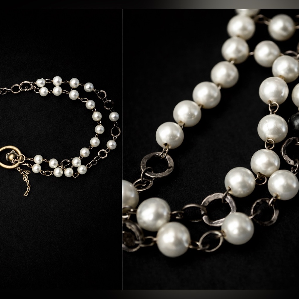 Vintage Cultured Salt Water Pearl and Gold Chain Necklace - Picture 3 of 7